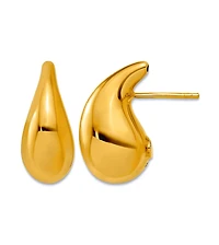 Curata Jewelry Solid 18k Yellow Gold Italian 20x9.4mm Puffed Teardrop Dangle Earrings