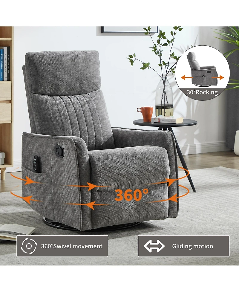 sumyeg Recliner Chair with Heat Massage Manual Rocker and Swivel