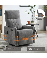sumyeg Recliner Chair with Heat Massage Manual Rocker and Swivel