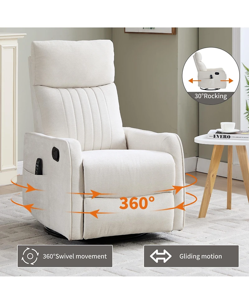 sumyeg Recliner Chair with Heat Massage Manual Rocker and Swivel
