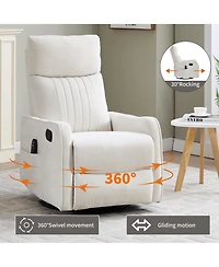 sumyeg Recliner Chair with Heat Massage Manual Rocker and Swivel