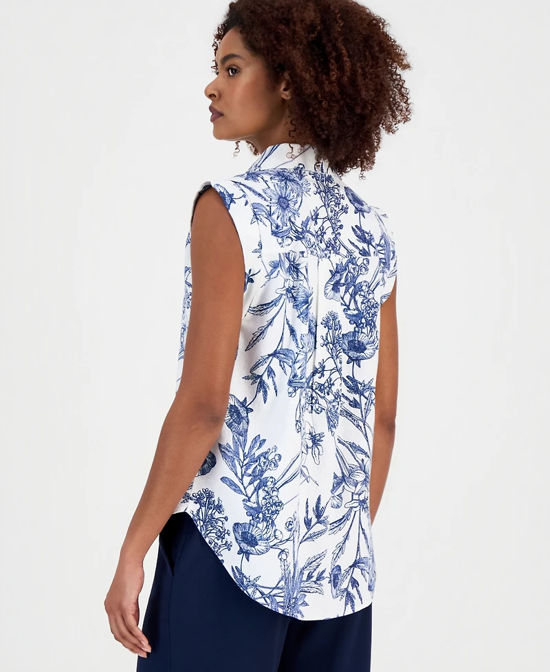 T Tahari Women's Extended-Shoulder Sleeveless Blouse