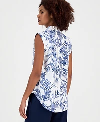 T Tahari Women's Extended-Shoulder Sleeveless Blouse