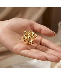 Rachel Glauber 14K Gold Plated Bead Ball Cluster Bouquet Adjustable Statement Ring