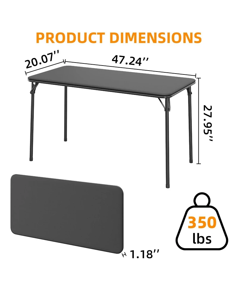 gaomon Folding Table, 47 Inch Card Table with Pu Padded Tabletop, Portable Multifunctional Game Table
