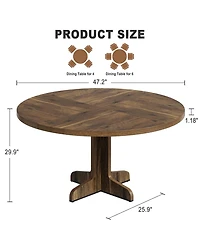 gaomon Round Dining Table for 4-6 People,with Wooden Tabletop and Legs