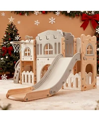 gaomon 8-In-1 Indoor Playground with Slide: Slide Playset, Includes Slide, Basketball Hoop, Climber