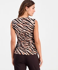 Bar Iii Women's Animal-Print Mesh Top, Macy's Exclusive