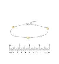 Curata Jewelry Cubic Zirconia Anklet 10" 925 Sterling Silver