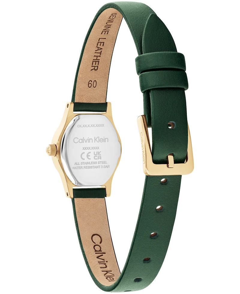 Calvin Klein Women's Ck Contemporary Green Leather Strap Watch, 18mm
