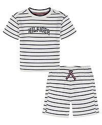 Tommy Hilfiger Boys' 2T-7 Striped French Terry T-Shirt and Shorts, 2-Piece Set