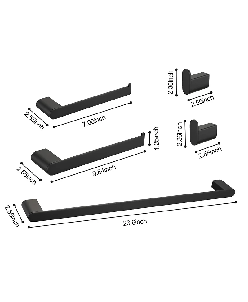 Rainsken 5- Piece Bathroom Accessories Set, Stainless Steel Bathroom Hardware Set, Bath Towel Bar