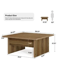 Tribesigns Square Coffee Table, 39.4-Inch Farmhouse Cocktail Tea Center Table for Living Room