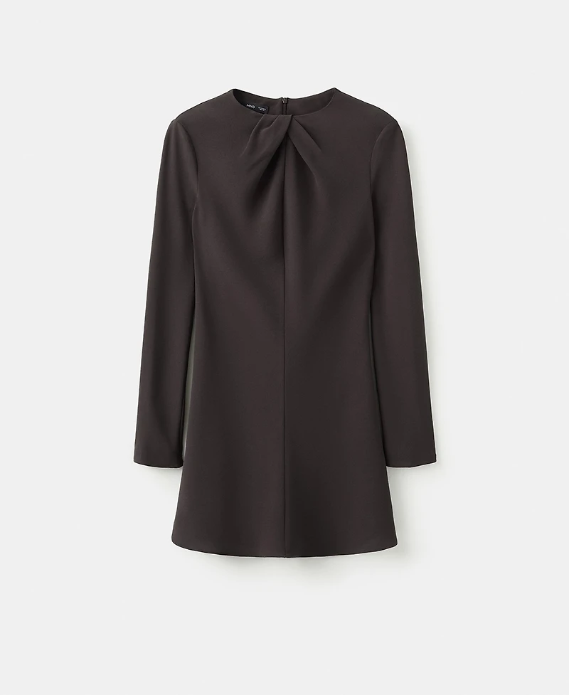 Mango Women's Draped Neck Long-Sleeved Dress