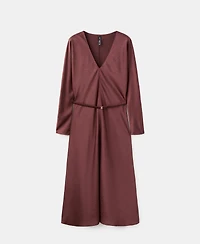 Mango Women's Belted V-Neck Dress
