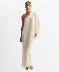 Mango Women's Puffed Sleeve Collared Dress