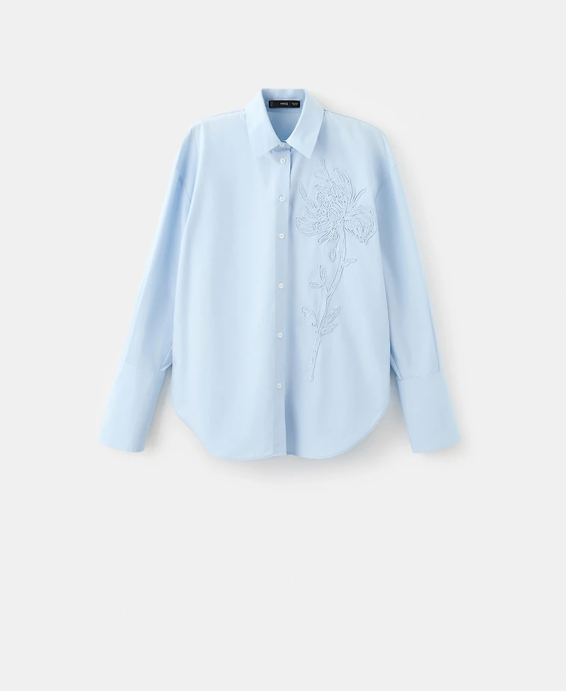 Mango Women's Floral Embroidered Shirt