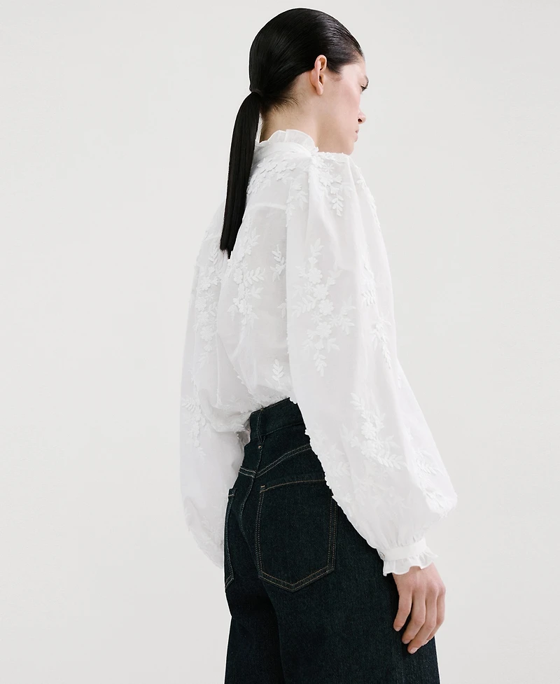 Mango Women's Floral Embroidery Blouse