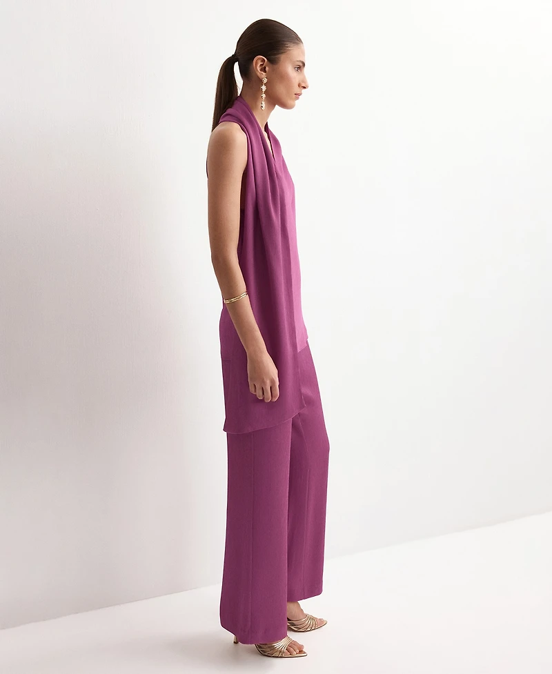 Mango Women's Satin Straight-Fit Pants