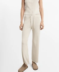 Mango Women's Fluid Cotton-Linen Woven Pants