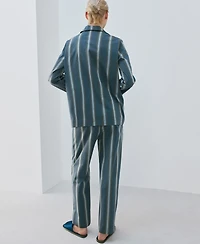 Mango Women's Long Sleeve Striped Pajama Top