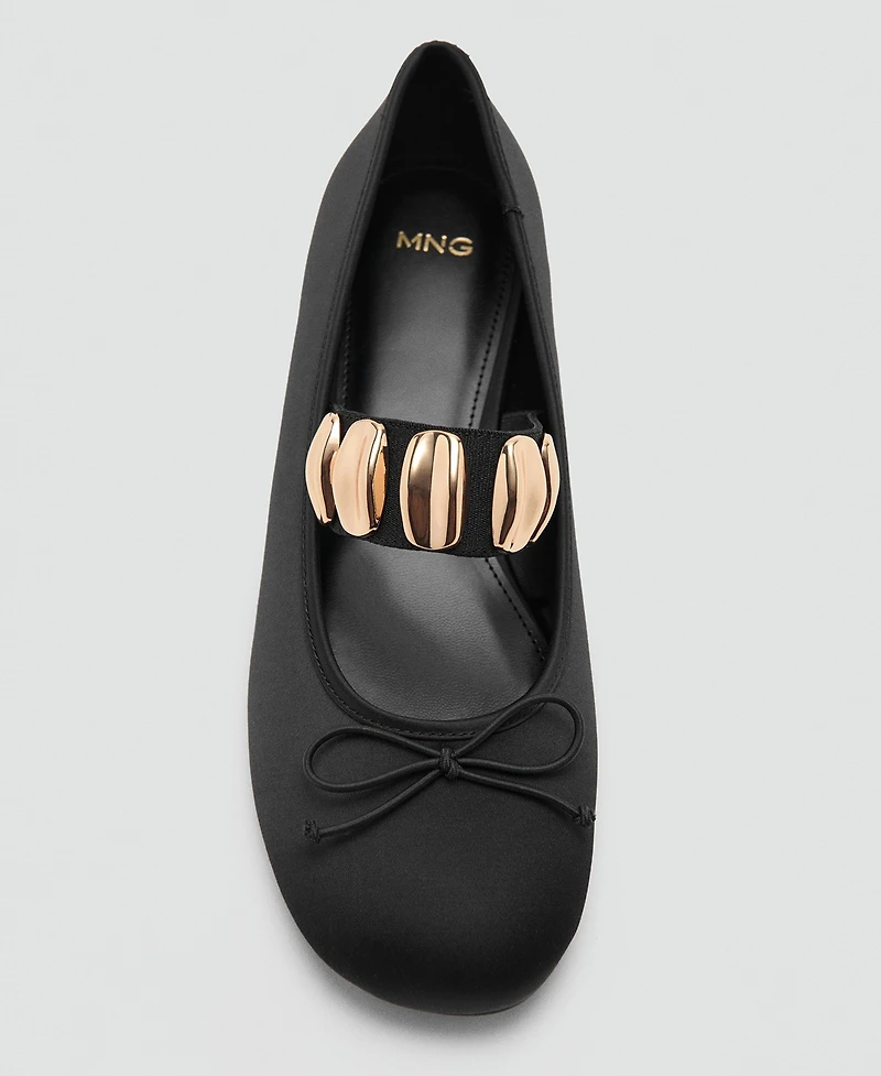 Mango Women's Metallic Applique Straps Ballerina