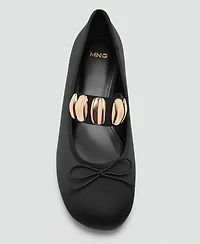 Mango Women's Metallic Applique Straps Ballerina