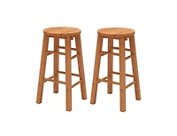 Slickblue Set of 2 Outdoor 24-Inch Wood Bar Stools with Footrest