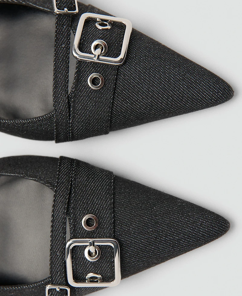 Mango Women's Buckle Slingback Denim Shoes