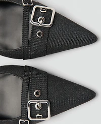 Mango Women's Buckle Slingback Denim Shoes