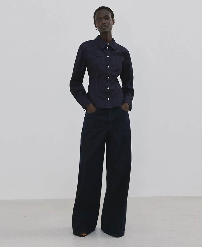 Mango Women's Seams Denim Shirt