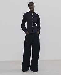 Mango Women's Seams Denim Shirt