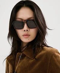 Mango Women's Buttons Suede Leather Jacket