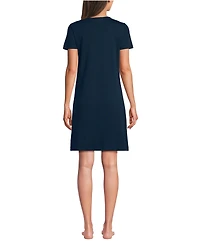 Lands' End Women's Cotton Short Sleeve Knee Length Nightgown