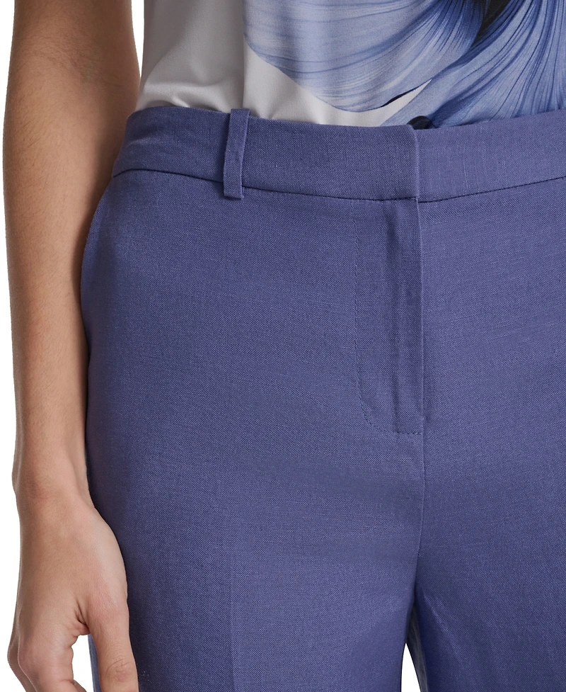 Calvin Klein Petite Mid-Rise Zip Closure Wide-Leg Pants