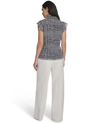 Calvin Klein Petite Collared Neck Short-Sleeve Top