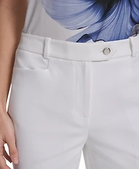 Calvin Klein Petite Mid-Rise Zip Closure Straight-Leg Pants