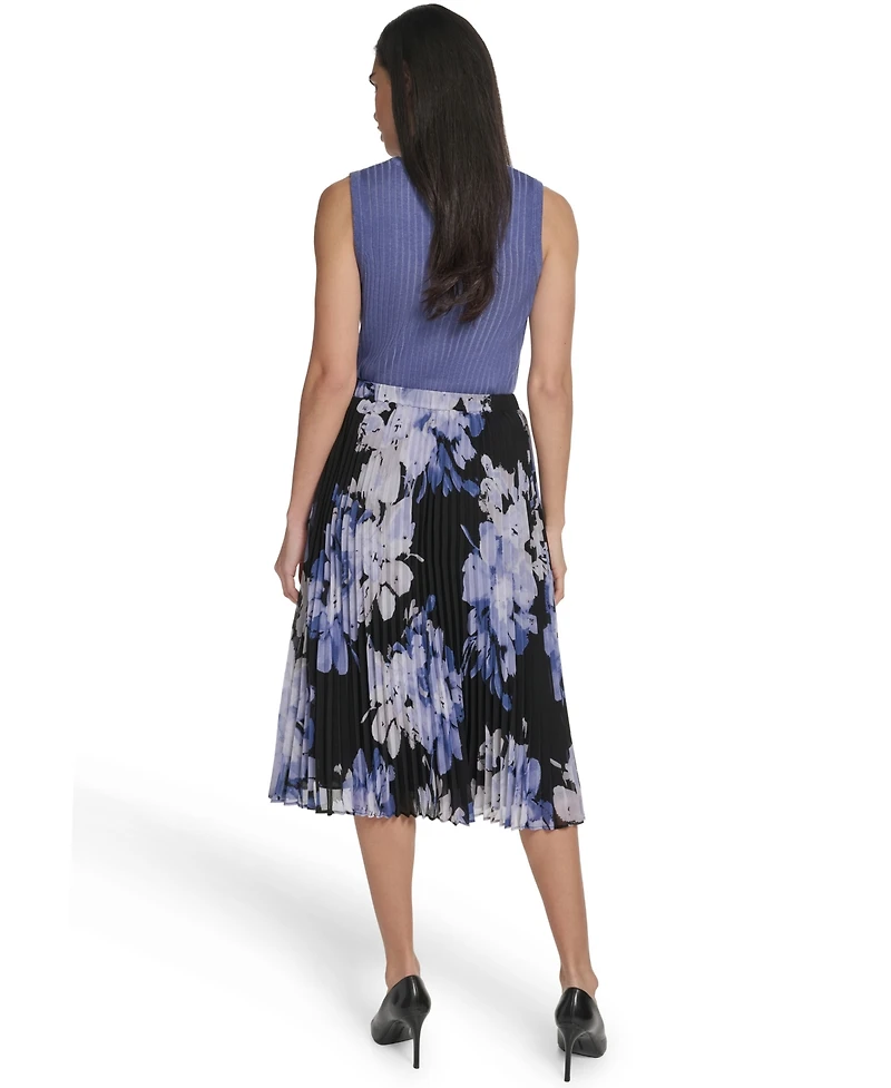 Calvin Klein Petite Pleated A-Line Midi Skirt