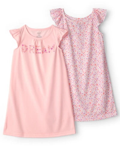 Carter's Girls' 2-14 'Dream' Floral Loose Fit Night Gown, 2-Pack
