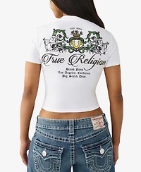 True Religion Women's Crystal Buddha Baby T-Shirt