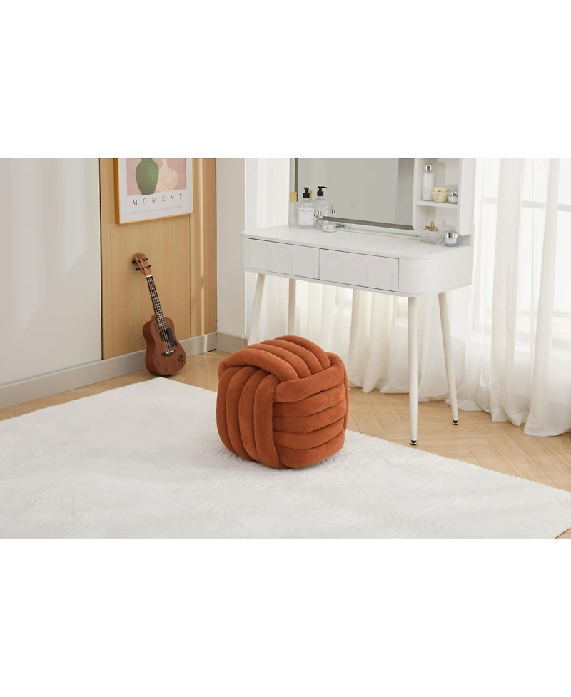 Streamdale Ottoman Vanity Stool Knotted Chenille Fabric, Modern, Stylish
