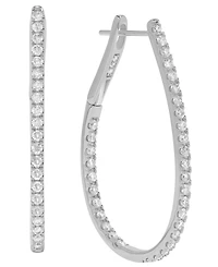 Macy's Diamond Oval Hoop Earrings (1 ct. t.w.) 14k White Gold