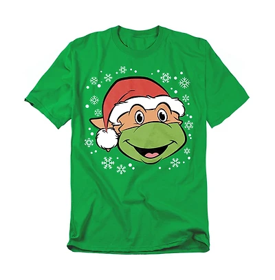 Teenage Mutant Ninja Turtles Men's Michaelangelo Christmas Hat T-Shirt