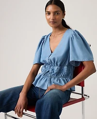 Levi's Women's V-Neck Floral-Print Short-Sleeve Blouse