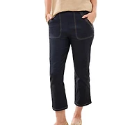 Tribal Women's Denim-Look Bengaline Kick Flare Capri Jeans