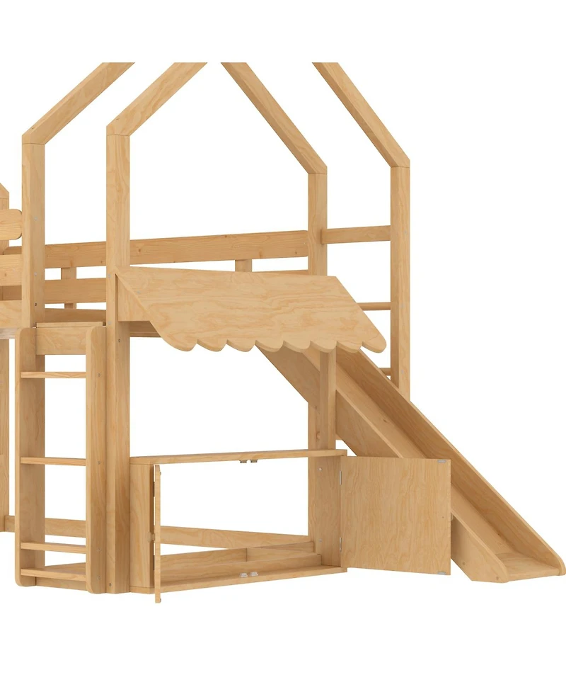 Streamdale Furniture Loft Bed with Bookshelf and Slide for Kids