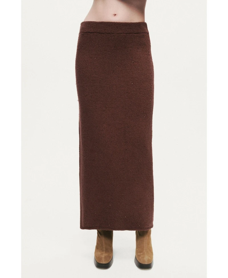 Nocturne Women's Embellished Ribbed Knit Maxi Skirt