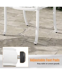 Gymax Set Of 2 Patio Cast Aluminum Armrest Chairs Dining Stackable Outdoor Chair