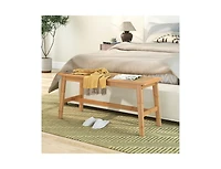 Slickblue Indoor Outdoor Wicker Dining Bench with Handwoven Rattan Seat