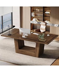 Tribesigns 63'' Executive Office Desk, Modern Computer Home Office Desk with Robust Base, Large Wooden Conference Table